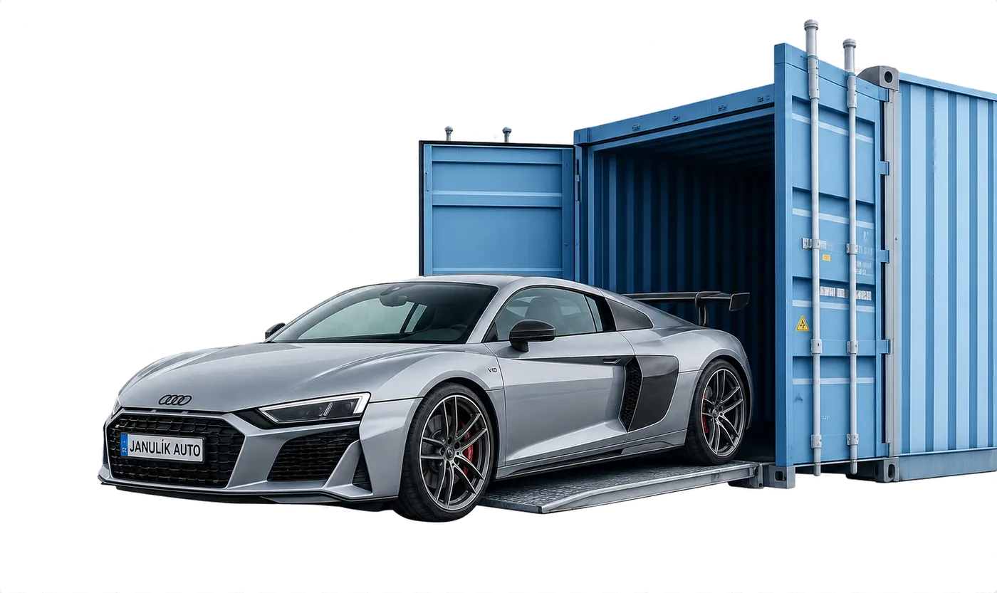Audi nakládané do lodního kontejneru